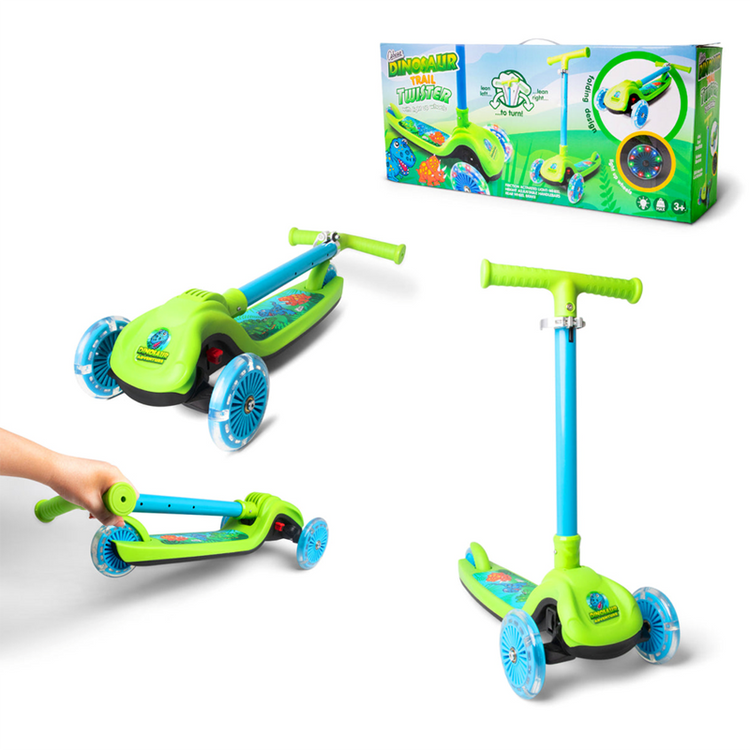 Dinosaur Trail Twist Folding Light Up Scooter