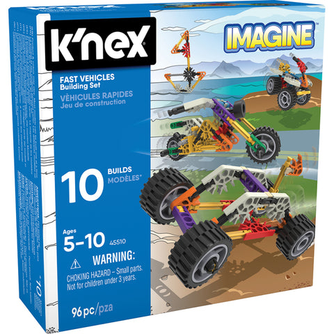 K'Nex Fun Fast Vehicles Building Set 10 Model 96 Piece STEM Learning Kit