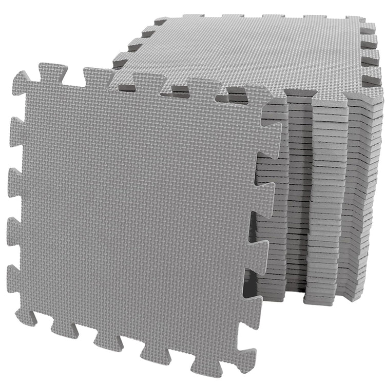 Grey Interlocking Foam Play Mat - 29x29cm Thick Soft EVA Soft Floor Tiles 18 Pieces