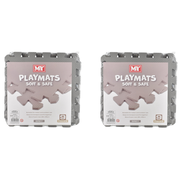 Grey Interlocking Foam Play Mat - 29x29cm Thick Soft EVA Soft Floor Tiles 18 Pieces