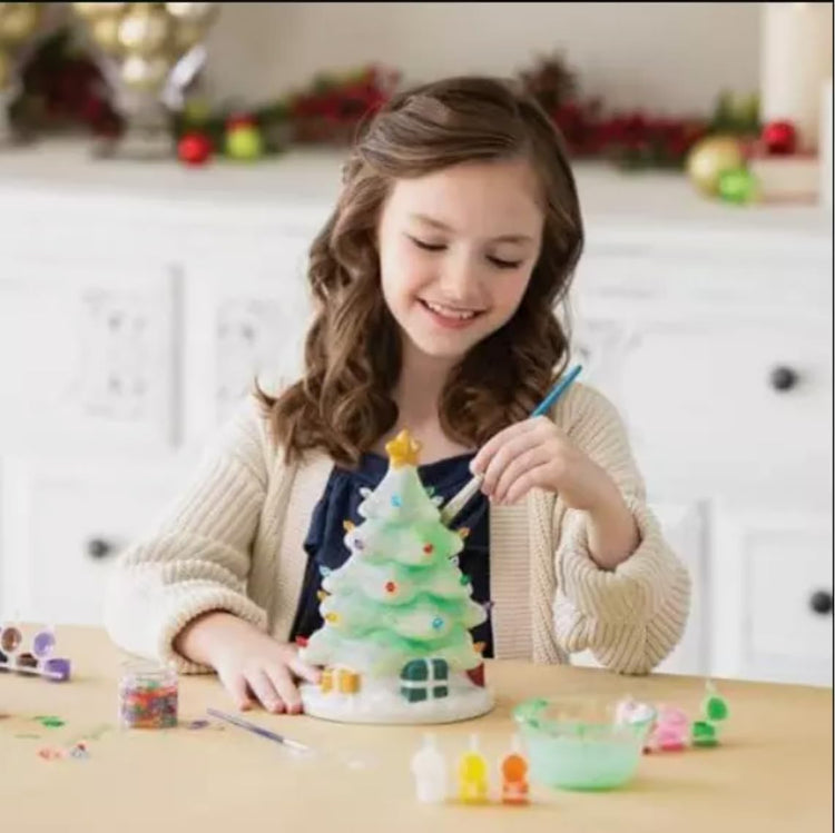 Paint Your Own Light Up Christmas Tree – 18cm Ceramic DIY Art & Craft Kit