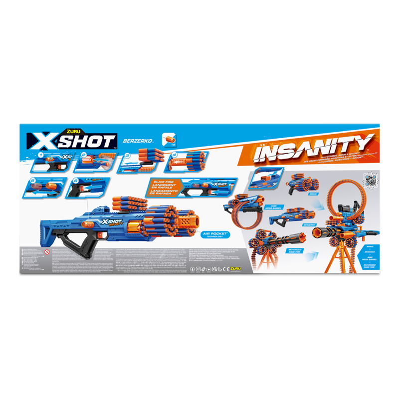 XSHOT Insanity Berzerko 8-Shot Dart Blaster with 48 Darts