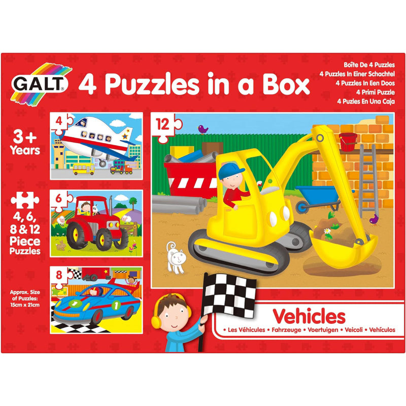 Galt Toys 4 Puzzles in a Box - Vehicles
