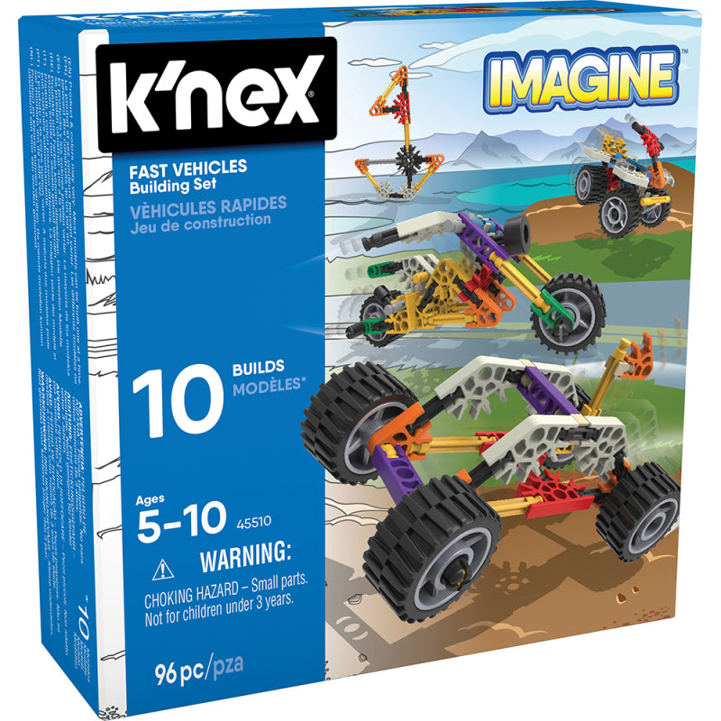 K'Nex Fun Fast Vehicles Building Set 10 Model 96 Piece STEM Learning Kit