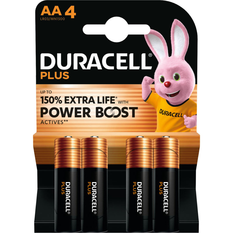 Duracell Plus Power Boost Alkaline Battery AA Size Pack of 4