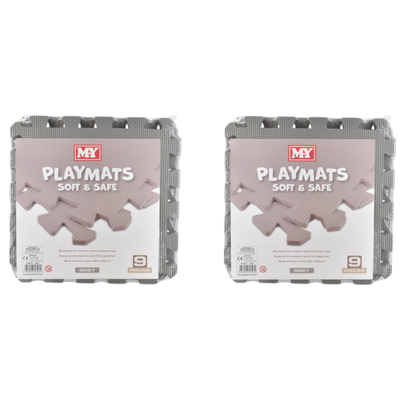 Grey Interlocking Foam Play Mat - 29x29cm Thick Soft EVA Soft Floor Tiles 18 Pieces