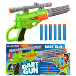 Toy Dart Gun Green Foam Shooter with 6 Soft Darts for Kids