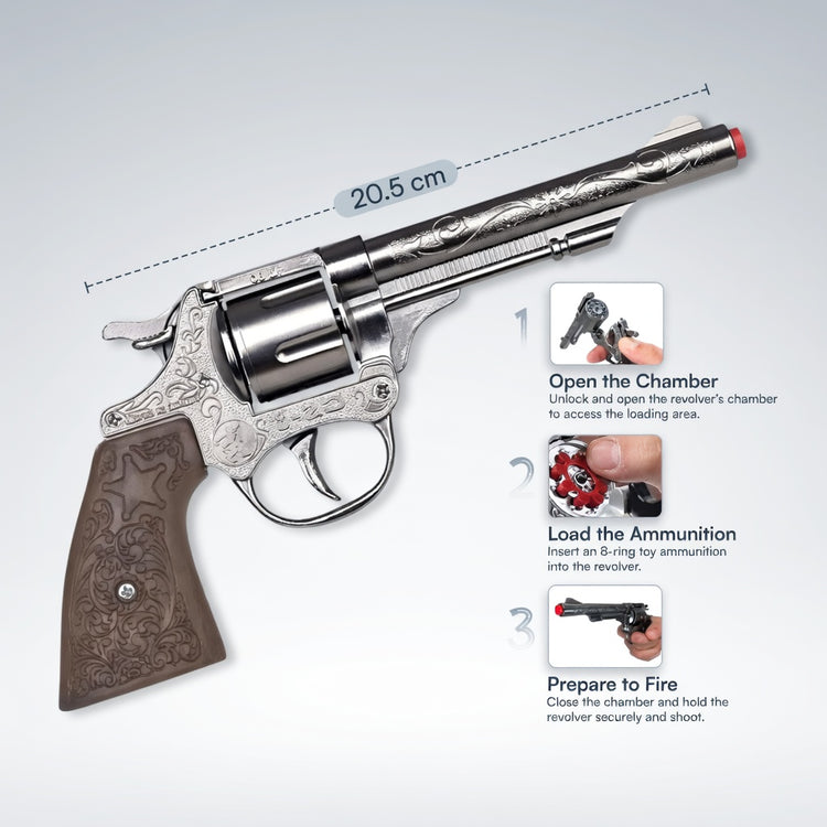 Gonher Cowboy Cap Gun - 8 Shot Toy Revolver