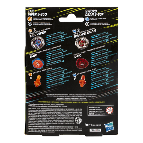 Beyblade X Dual Pack Tail Viper & Sword Dran