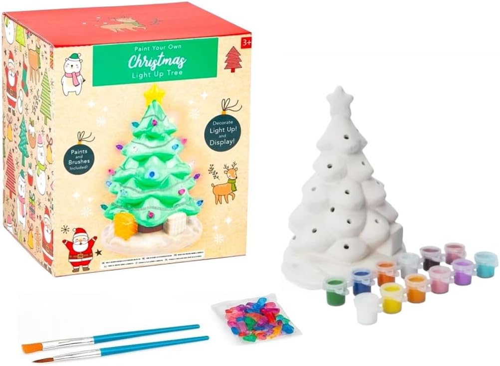 Paint Your Own Light Up Christmas Tree – 18cm Ceramic DIY Art & Craft Kit