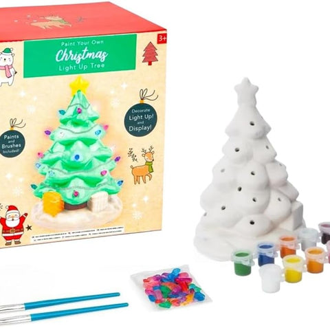 Paint Your Own Light Up Christmas Tree – 18cm Ceramic DIY Art & Craft Kit