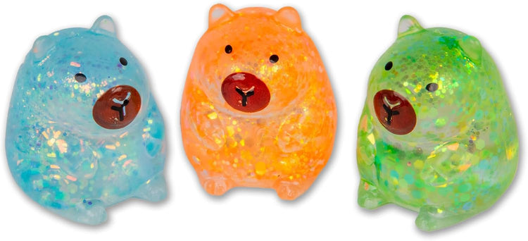 SCRUNCHEMS Mini Sugar Capybara Squishy Toy, Slow Rising Stress Relief Fidget, Glitter Textured Sensory Toy, Ages 3+