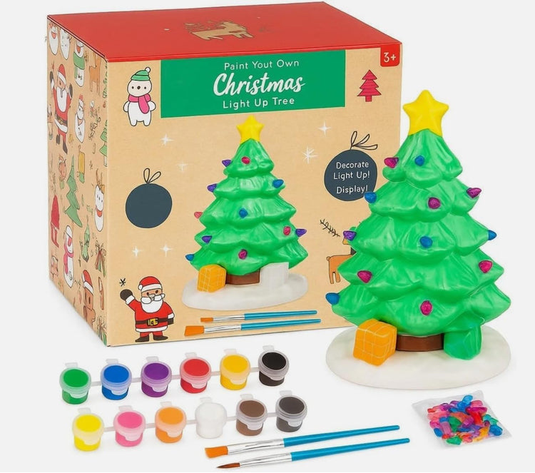 Paint Your Own Light Up Christmas Tree – 18cm Ceramic DIY Art & Craft Kit