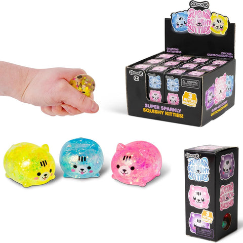 SCRUNCHEMS SUGAR SQUISHY KITTIES Stress Squish Toy SUPER SPARKLY - 3 Pack