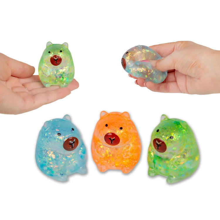SCRUNCHEMS Mini Sugar Capybara Squishy Toy, Slow Rising Stress Relief Fidget, Glitter Textured Sensory Toy, Ages 3+